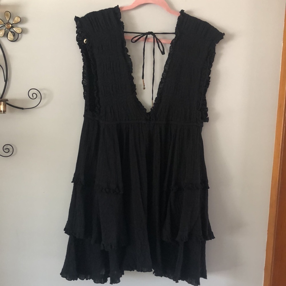 NEW Free People Antoinette Lined Fit and Flare Cotton Black S Mini Dress - Picture 10 of 16